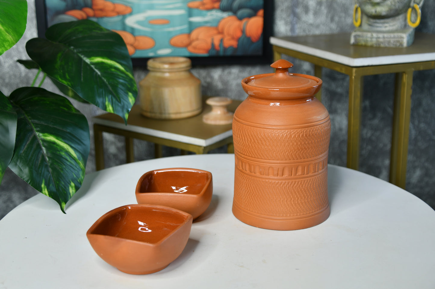 Terracotta Square Brim Serving Bowls set