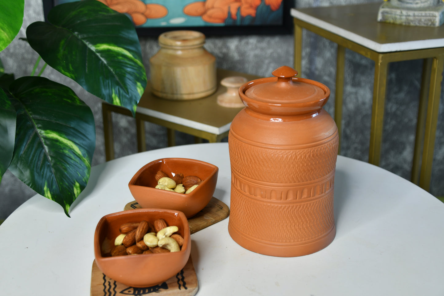 Terracotta Square Brim Serving Bowls set