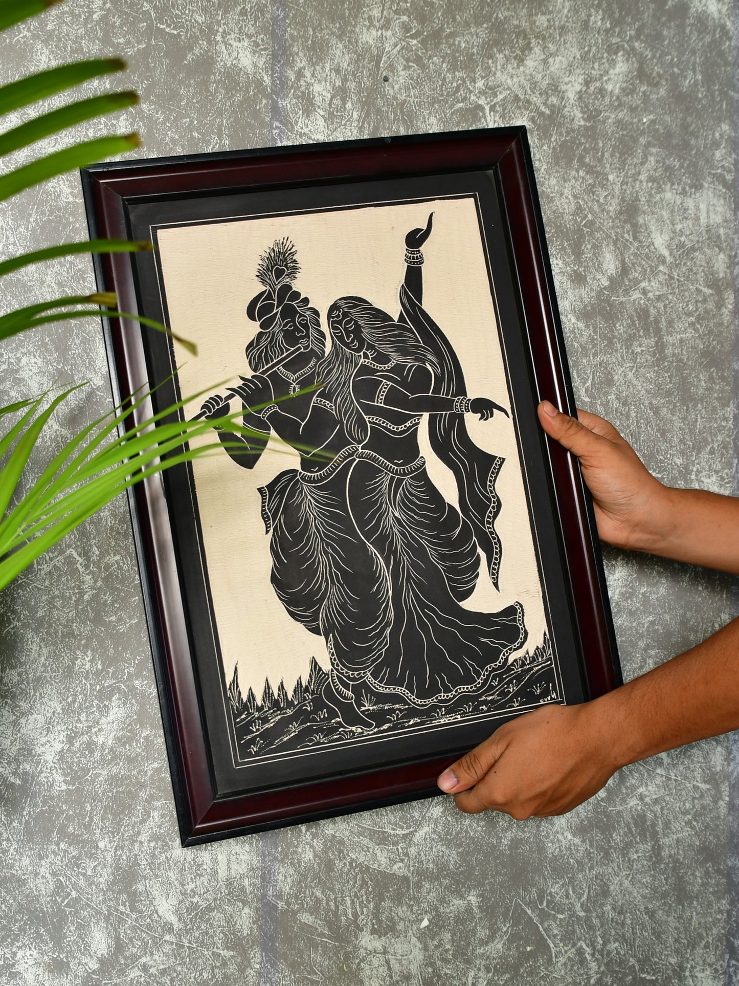 Sowpeace Hand-Carved Ceramic Radha Krishna Wall Décor