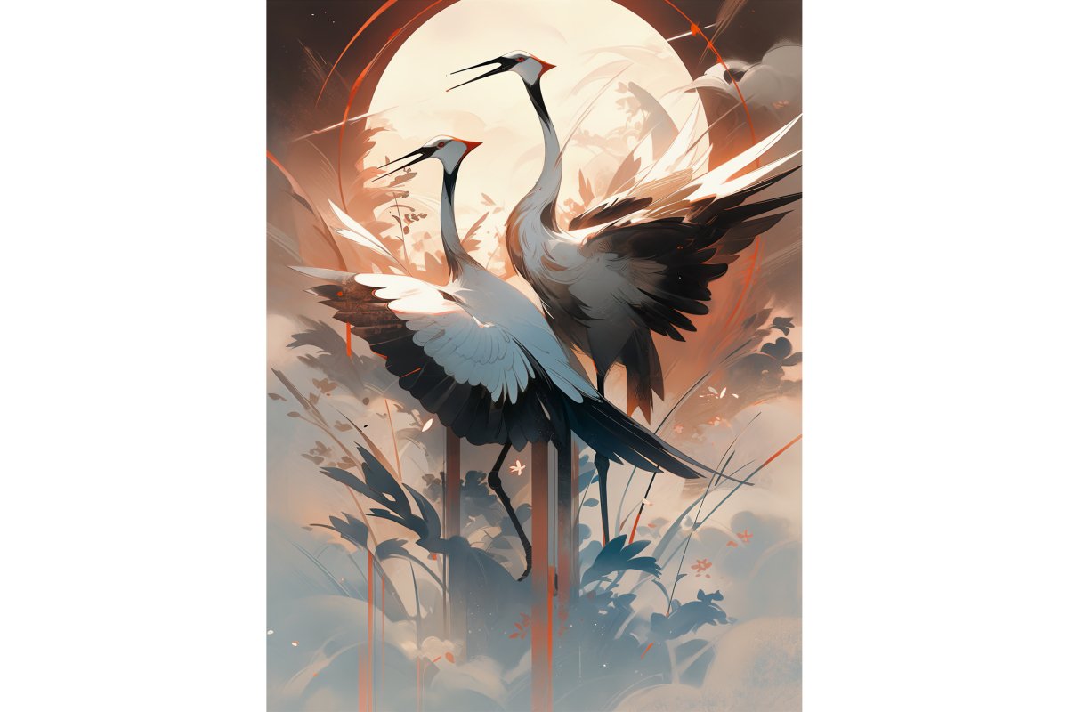 Chitran Sarus Crane Sky Wall Art -Wall painting-Chitran by sowpeace-Chitran Sarus Crane Sky Wall Art--Sowpeace