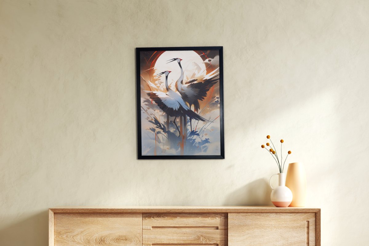 Chitran Sarus Crane Sky Wall Art -Wall painting-Chitran by sowpeace-Chitran Sarus Crane Sky Wall Art--Sowpeace