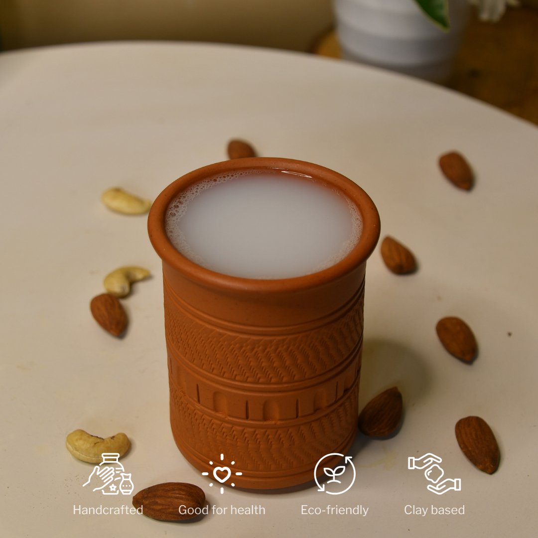 Etched Print Terracotta Glasses -Utensils-Sowpeace-Etched Print Terracotta Glasses-Terr-Uten-Terr-PWGU-Sowpeace