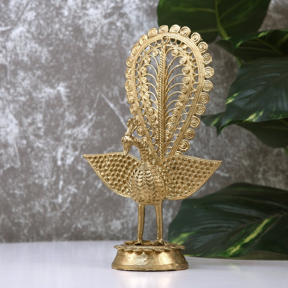Handcrafted peacock using Dokra metal art --Sowpeace-Handcrafted peacock using Dokra metal art --Sowpeace-Handcrafted peacock using Dokra metal art-Dok/DPEK/BR/TT-Sowpeace-Dok/DPEK/BR/TT-Sowpeace
