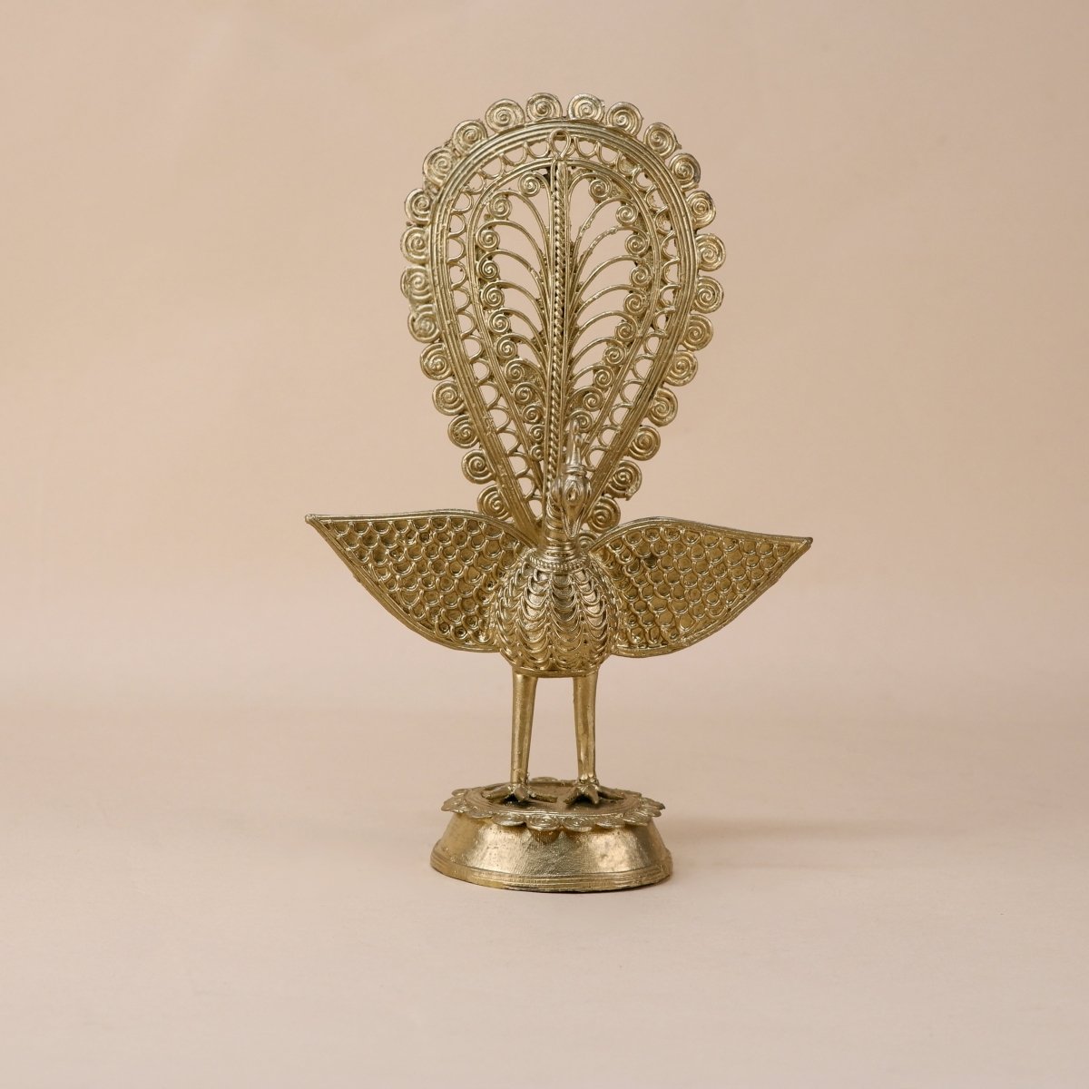 Handcrafted peacock using Dokra metal art --Sowpeace-Handcrafted peacock using Dokra metal art --Sowpeace-Handcrafted peacock using Dokra metal art-Dok/DPEK/BR/TT-Sowpeace-Dok/DPEK/BR/TT-Sowpeace