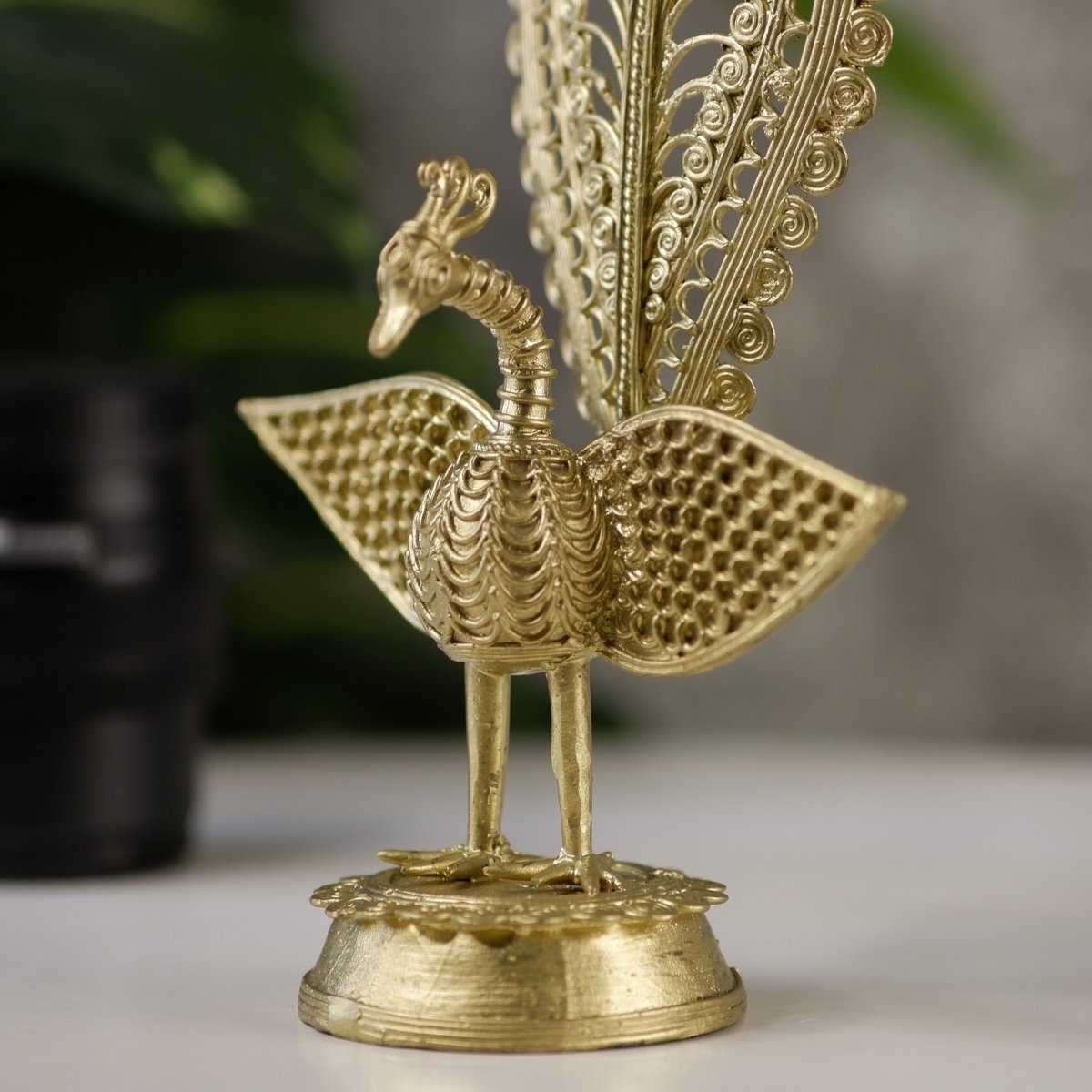 Handcrafted peacock using Dokra metal art --Sowpeace-Handcrafted peacock using Dokra metal art --Sowpeace-Handcrafted peacock using Dokra metal art-Dok/DPEK/BR/TT-Sowpeace-Dok/DPEK/BR/TT-Sowpeace