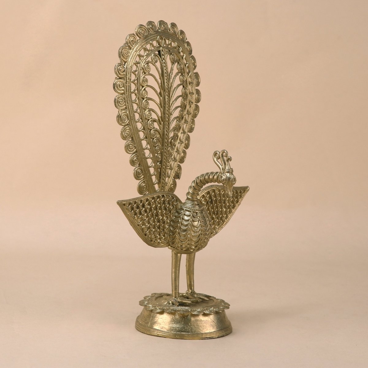 Handcrafted peacock using Dokra metal art --Sowpeace-Handcrafted peacock using Dokra metal art --Sowpeace-Handcrafted peacock using Dokra metal art-Dok/DPEK/BR/TT-Sowpeace-Dok/DPEK/BR/TT-Sowpeace