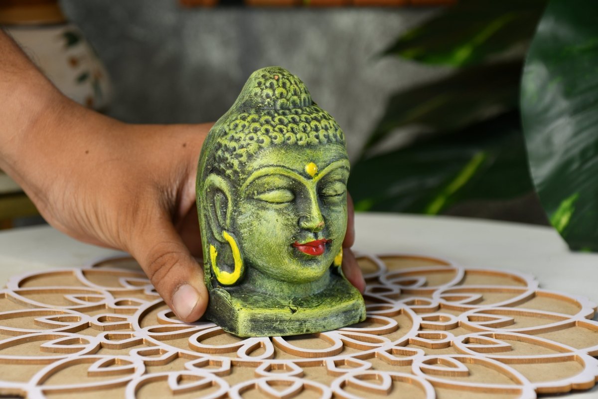 Meditating Buddha Head Terracotta Sculpture -terracotta tabletop-Sowpeace-Meditating Buddha Head Terracotta Sculpture-Terr-Terr-TT-TBHG-Sowpeace