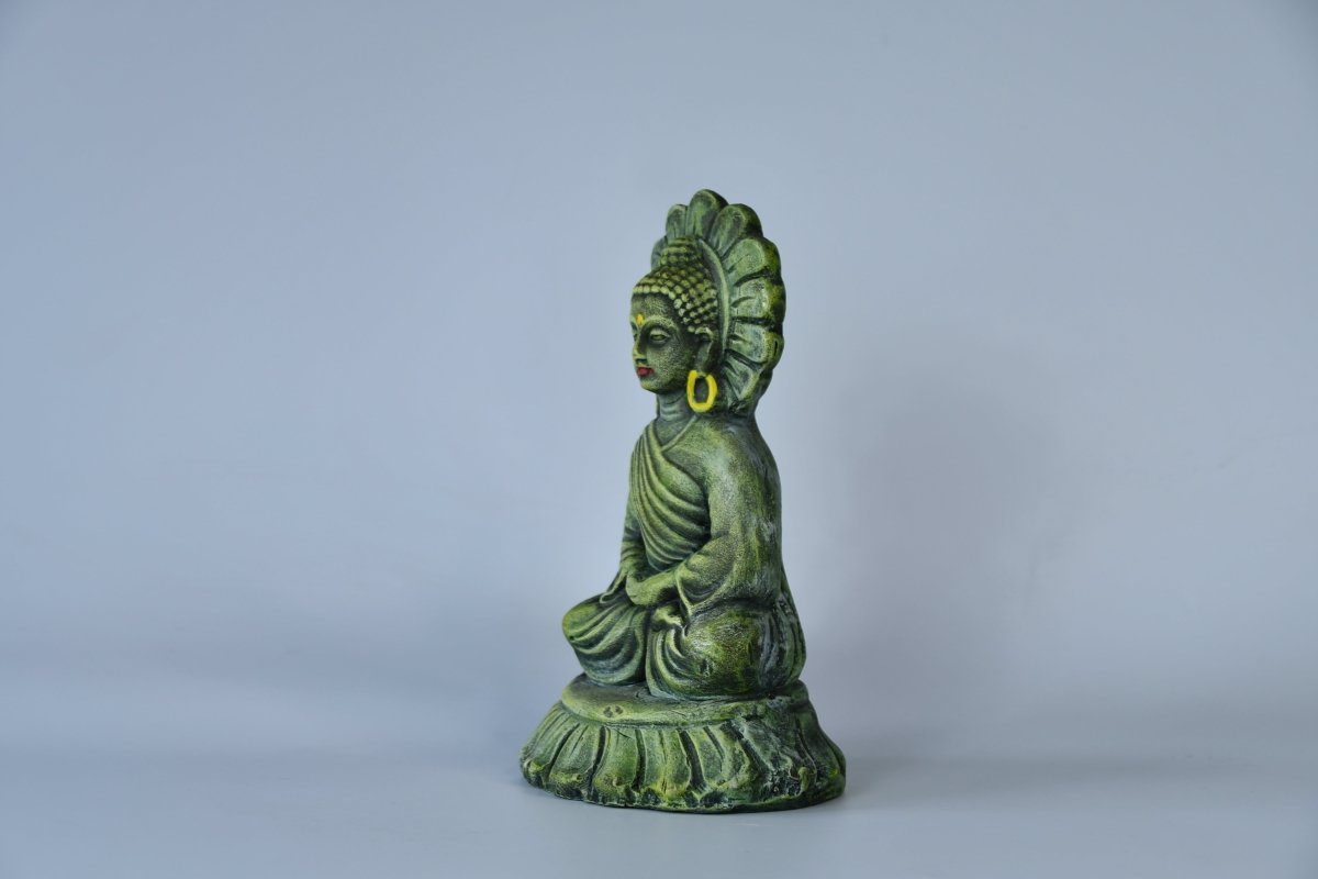 Meditating Buddha on Lotus Terracotta Sculpture -terracotta tabletop-Sowpeace-Meditating Buddha on Lotus Terracotta Sculpture-Terr-Terr-TT-TSBD-Sowpeace