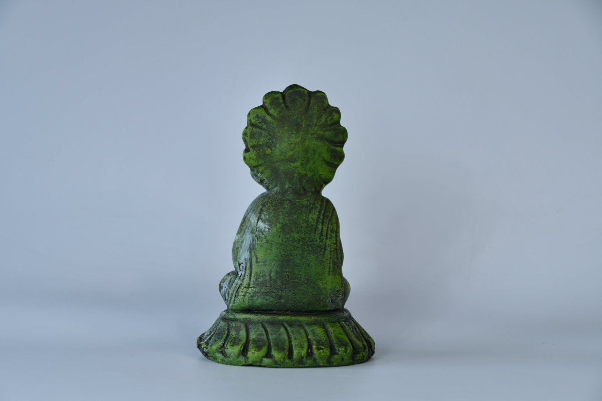 Meditating Buddha on Lotus Terracotta Sculpture -terracotta tabletop-Sowpeace-Meditating Buddha on Lotus Terracotta Sculpture-Terr-Terr-TT-TSBD-Sowpeace
