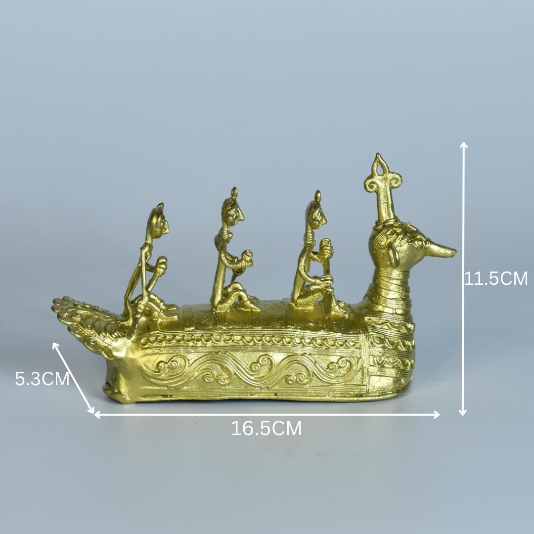 Premium Brass Dhokra Art Ancient Boat -Dhokra-Sowpeace-Premium Brass Dhokra Art Ancient Boat-Dok-LBOAT-BR-TT-Sowpeace