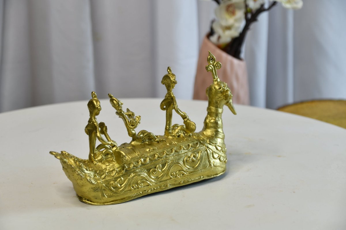 Premium Brass Dhokra Art Ancient Boat -Dhokra-Sowpeace-Premium Brass Dhokra Art Ancient Boat-Dok-LBOAT-BR-TT-Sowpeace