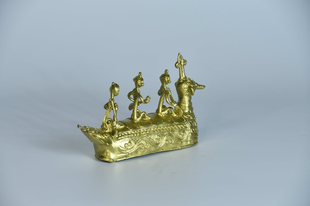 Premium Brass Dhokra Art Ancient Boat -Dhokra-Sowpeace-Premium Brass Dhokra Art Ancient Boat-Dok-LBOAT-BR-TT-Sowpeace