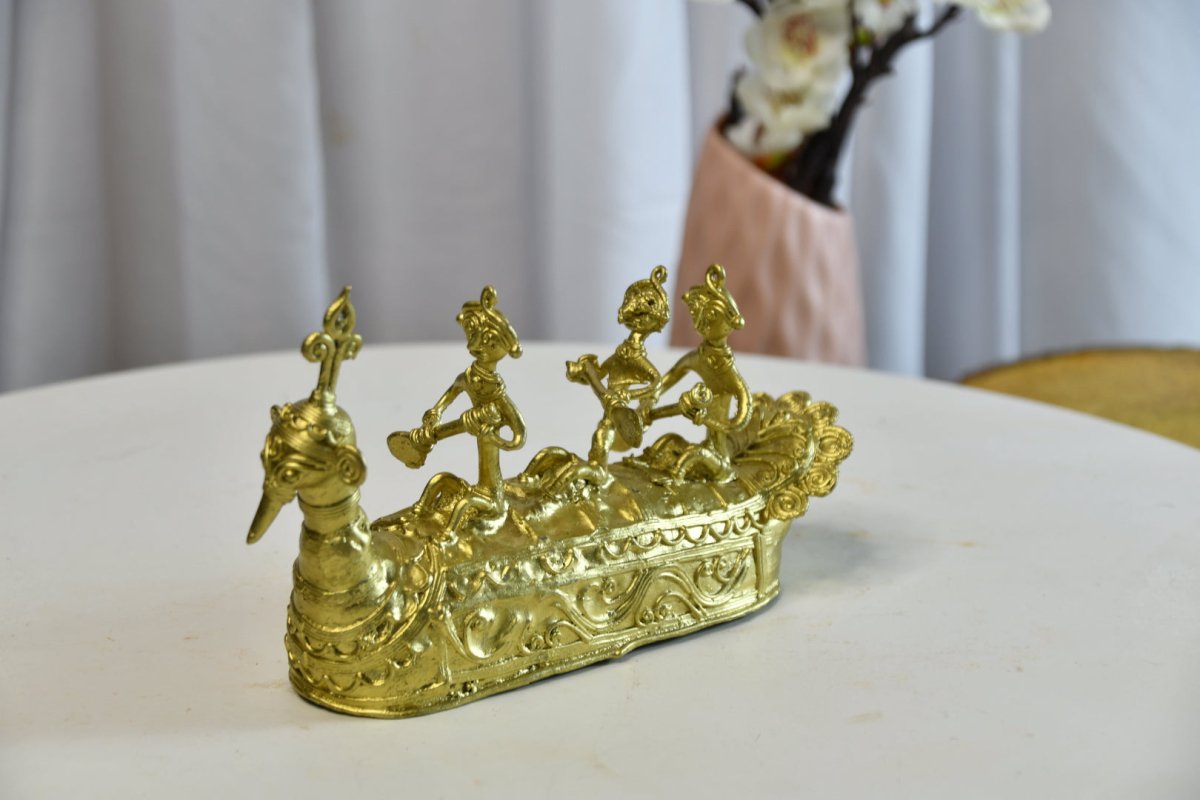 Premium Brass Dhokra Art Ancient Boat -Dhokra-Sowpeace-Premium Brass Dhokra Art Ancient Boat-Dok-LBOAT-BR-TT-Sowpeace