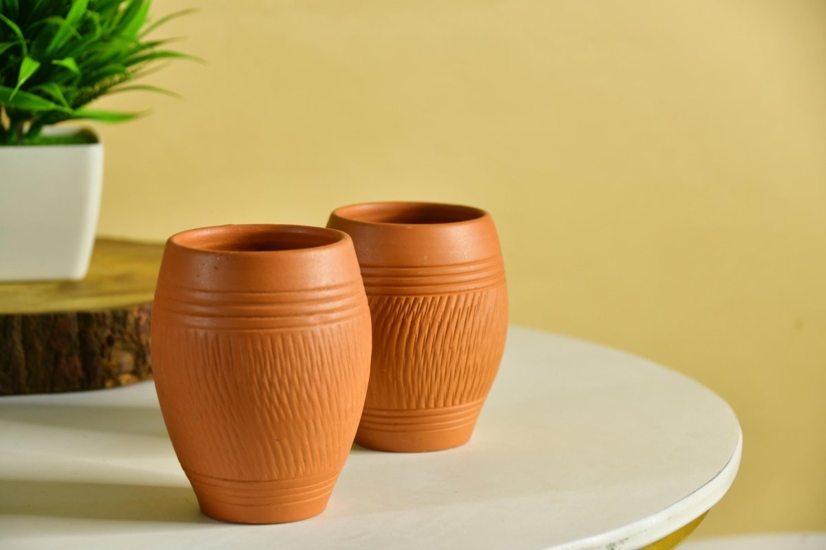 Sowpeace Premium Set of 2 Unglazed Terracotta Glasses. -Utensils-Sowpeace-Sowpeace Premium Set of 2 Unglazed Terracotta Glasses.-Terr-Uten-Terr-LMS2-Sowpeace