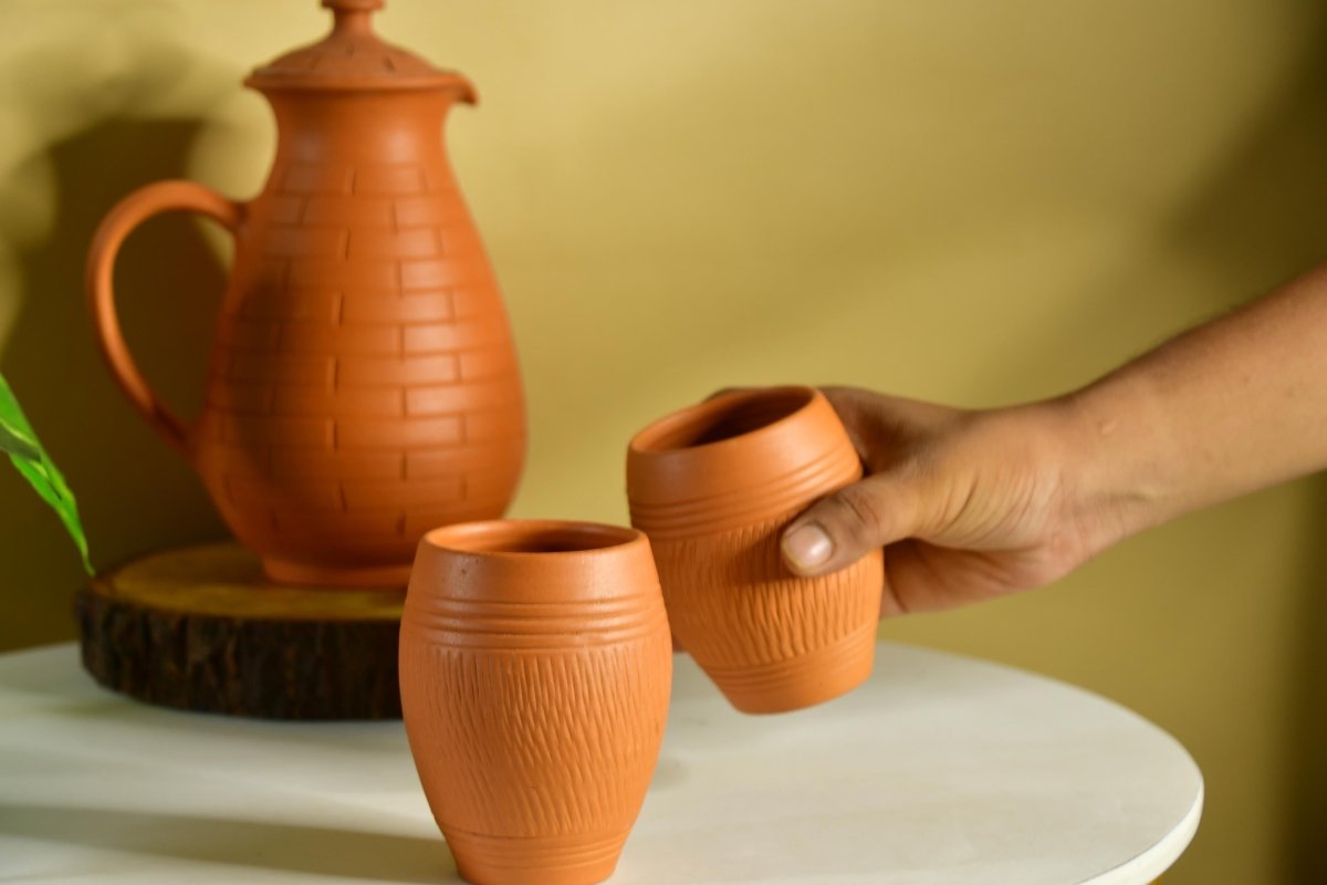 Sowpeace Premium Set of 2 Unglazed Terracotta Glasses. -Utensils-Sowpeace-Sowpeace Premium Set of 2 Unglazed Terracotta Glasses.-Terr-Uten-Terr-LMS2-Sowpeace