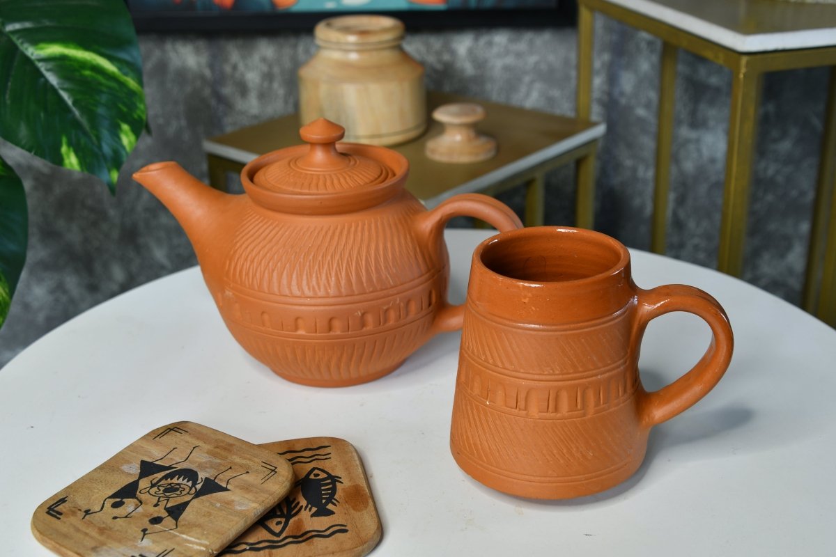 Traditional Trapezium Terracotta Coffee mugs --Sowpeace-Traditional Trapezium Terracotta Coffee mugs-Terr-Uten-Terr-TPCSCTKUNC2-Sowpeace