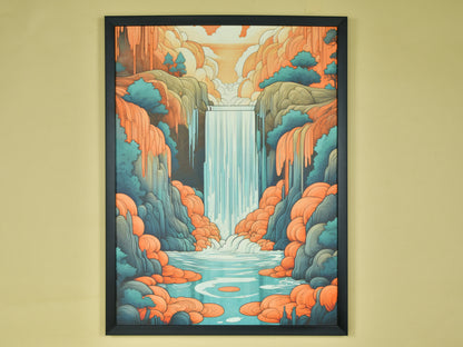 Terracotta Waterfall Canvas: Artisan Home Decor Masterpiece