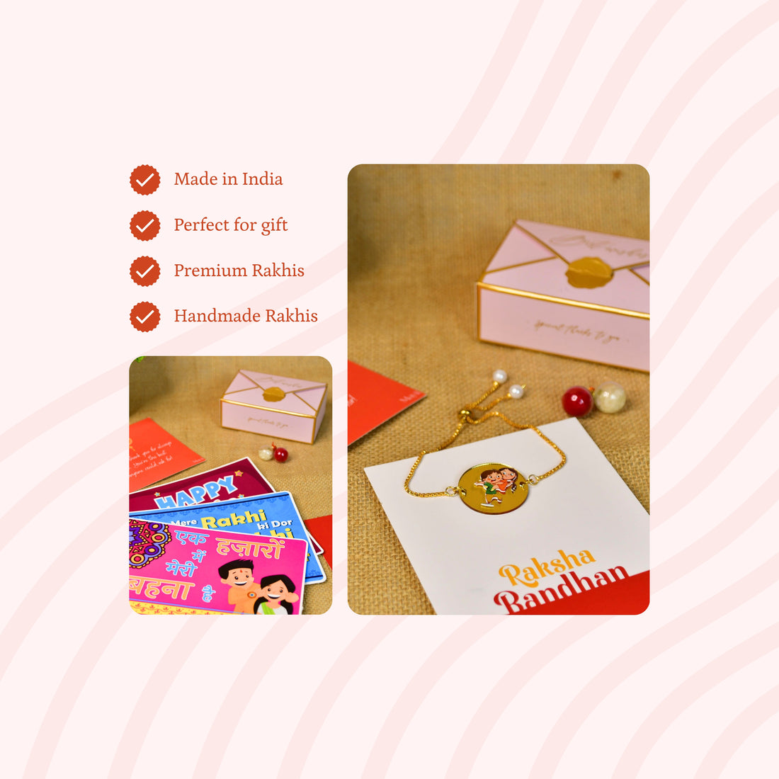 Sowpeace Exquisite Bhai Behen Rakhi Pack of 1 with Roli Chawal and Greeting card combo for Raksha Bandhan and Gifting - Sowpeace - 