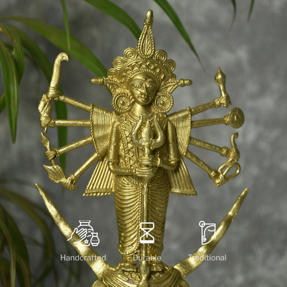 Dhokra Craft - Goddess Durga Mahishasur Mardini Brass Decor