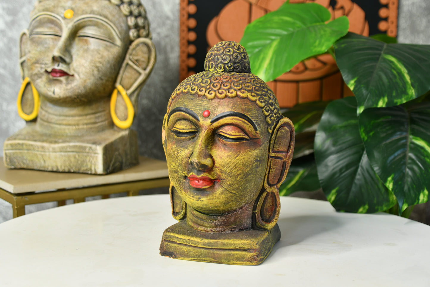 Sowpeace Large Terracotta Buddha Head: Artisan Tabletop Decor