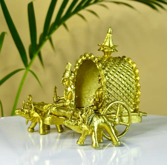 Dhokra art Brass Decor Cow Cart