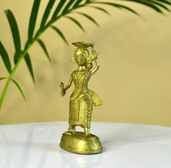 Dokra Farmer Lady: Brass Tabletop Decor Grace