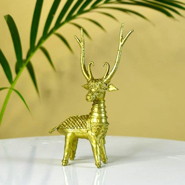 Dhokra Deer Brass Tabletop