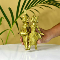 Dhokra Tribal Couple with Dhol Tabletop Decor - Additional View