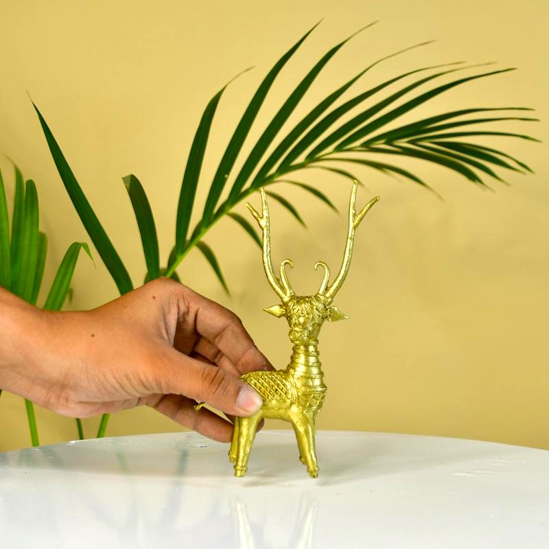 Dhokra Deer Brass Tabletop