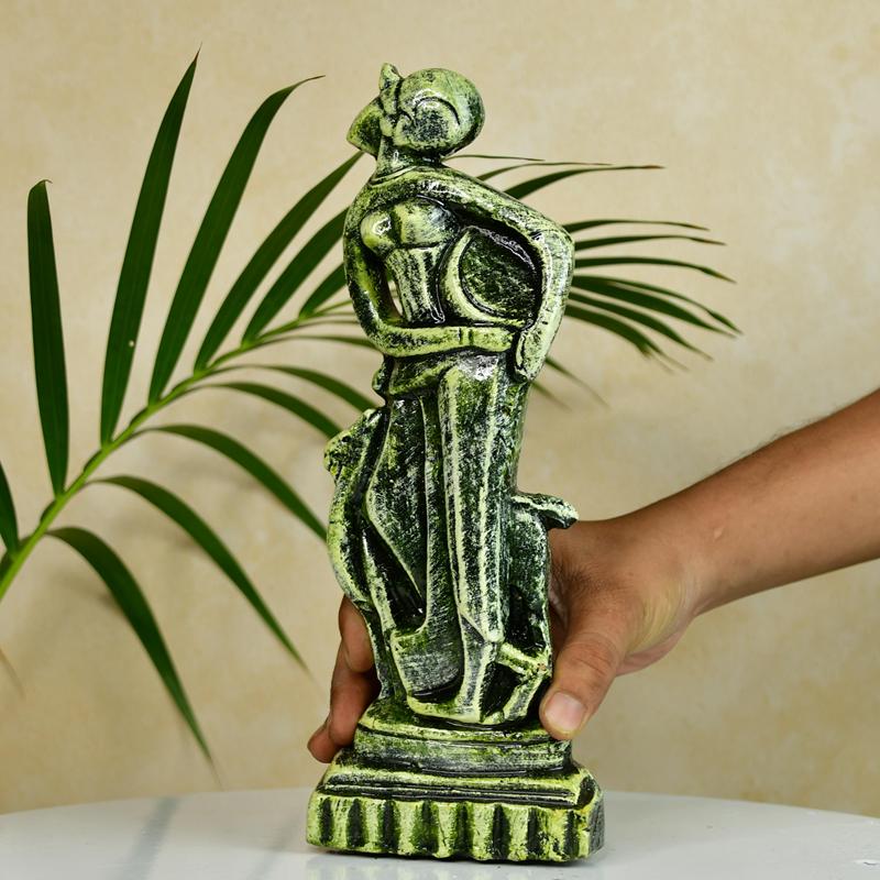 Terracotta Lady with Deer: Artisan Tabletop Home Decor