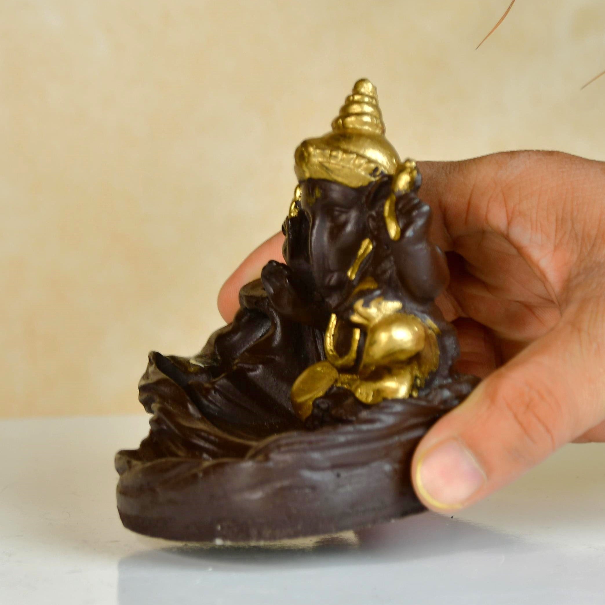 Golden Ganesh Resin Tabletop Decor by Sowpeace - Unique Home Showpiece