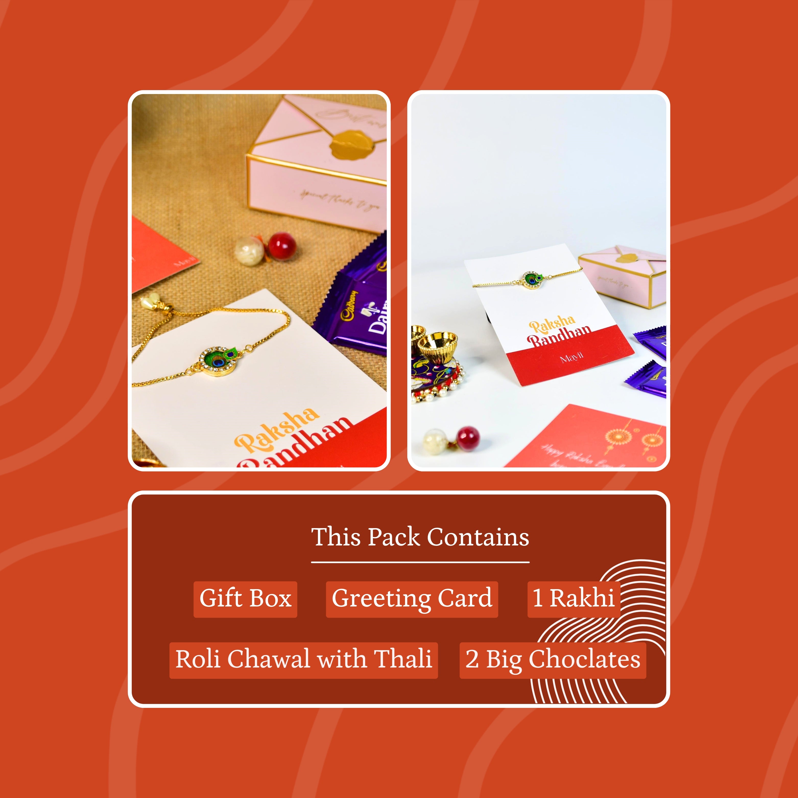 Sowpeace Exquisite Peacock Rakhi Pack of 1 with Roli Chawal and Greeting card combo for Raksha Bandhan and Gifting