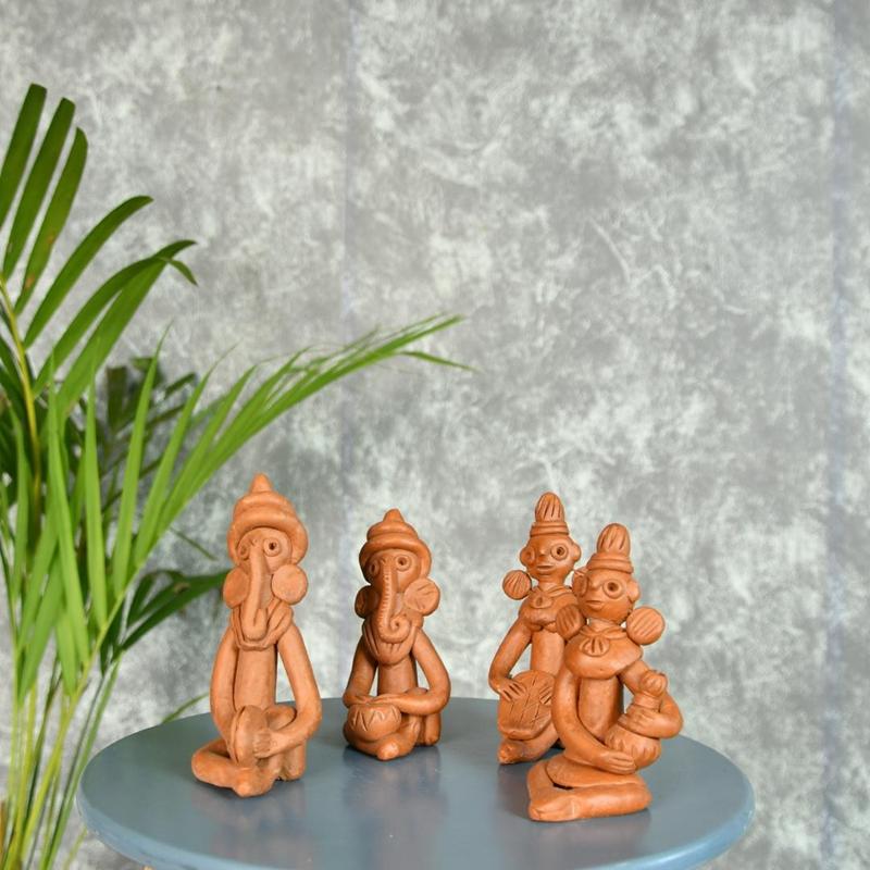 Sowpeace Terracotta Tribal Figurine Set: Artisan Tabletop Decor
