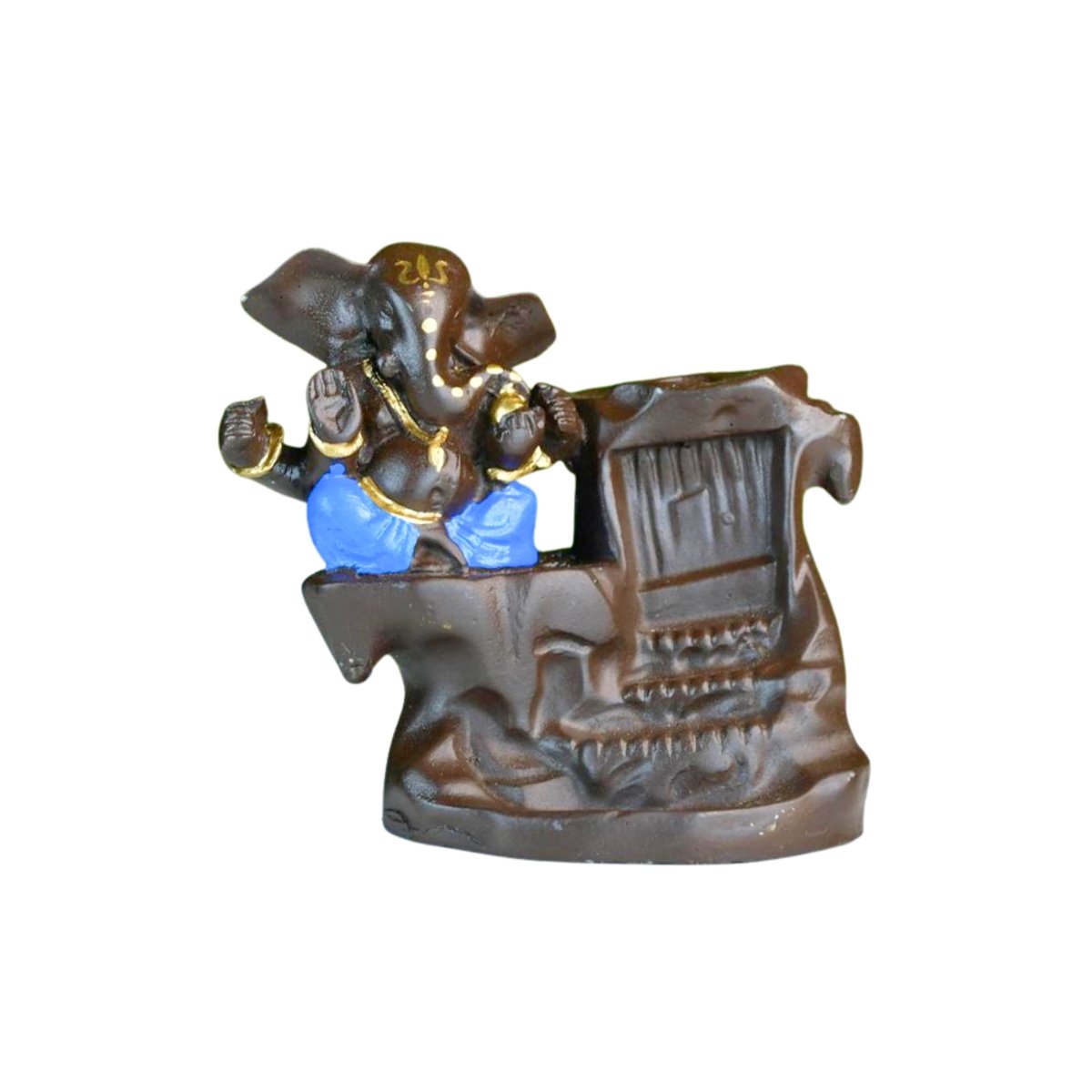 Artisan Blue Ganesh Smoke Fountain Tabletop Decor by Sowpeace - Unique Home Showpiece - Decor - Sowpeace - 