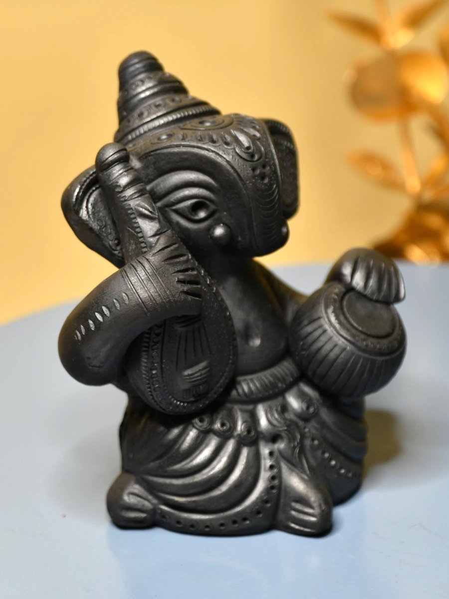 Black Ganesh Sitar & Tabla Ensemble Artisan Home Decor - decor - Sowpeace - Black Ganesh Sitar & Tabla Ensemble Artisan Home Decor - Terr - bter - TT - GST - Sowpeace