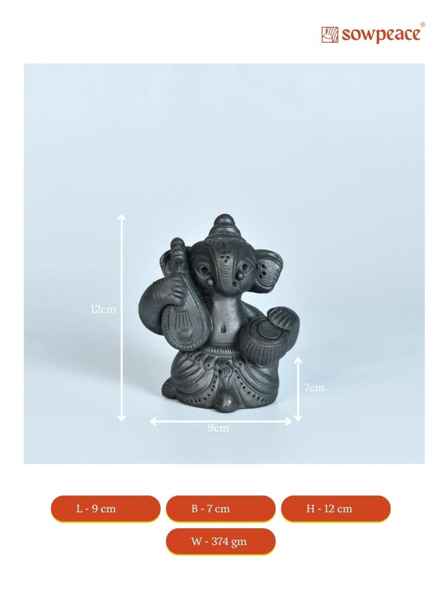 Black Ganesh Sitar & Tabla Ensemble Artisan Home Decor - decor - Sowpeace - Black Ganesh Sitar & Tabla Ensemble Artisan Home Decor - Terr - bter - TT - GST - Sowpeace