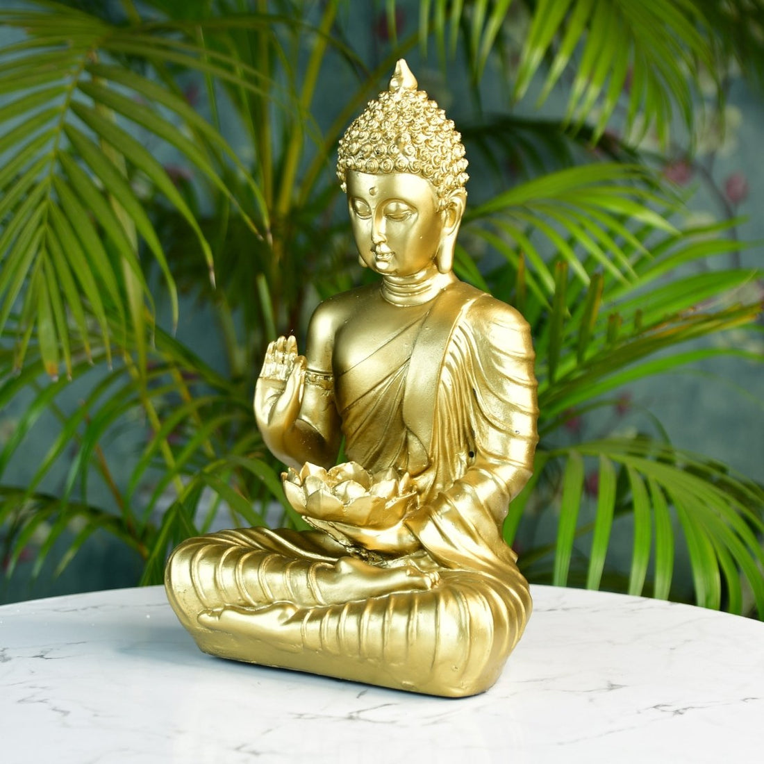 Buddha Figurine with Lotus | Sowpeace Indian Home Decor - Unique Artisan Craft - Decor - Sowpeace - 