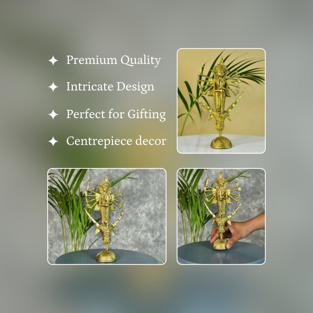 Dhokra Craft - Goddess Durga Mahishasur Mardini Brass Decor - Dhokra - Sowpeace - Diwali - Dokra