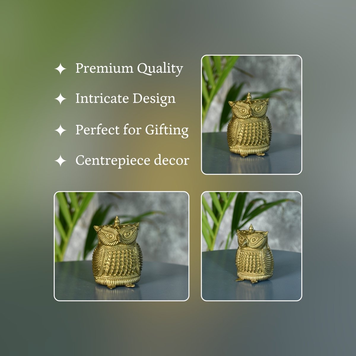 Dhokra Owl Brass Tabletop: Artisan Home Decor Masterpiece - Dhokra - Sowpeace - Dhokra - Dhokra tabletop