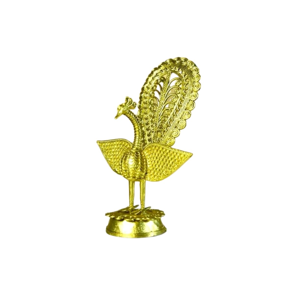 Dhokra Peacock: Artisan Brass Tabletop Elegance - Dhokra - Sowpeace - Animal - Dokra