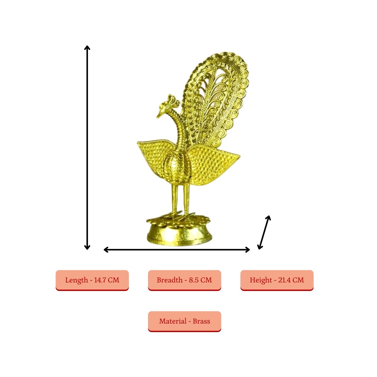 Dhokra Peacock: Artisan Brass Tabletop Elegance - Dhokra - Sowpeace - Animal - Dokra
