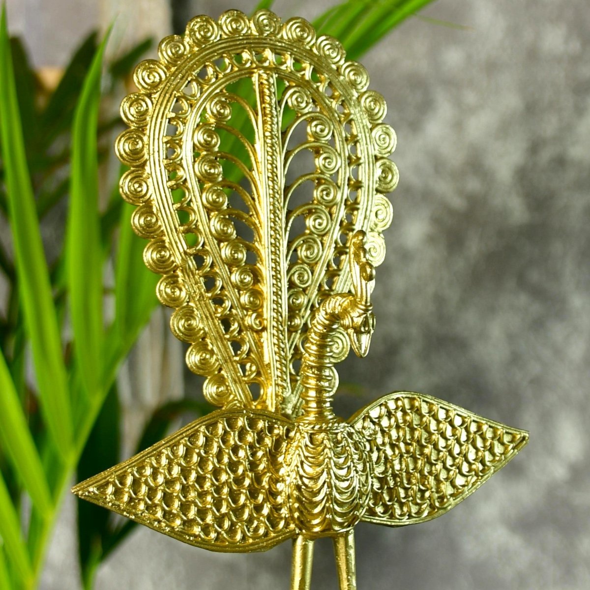 Dhokra Peacock: Artisan Brass Tabletop Elegance - Dhokra - Sowpeace - Animal - Dokra