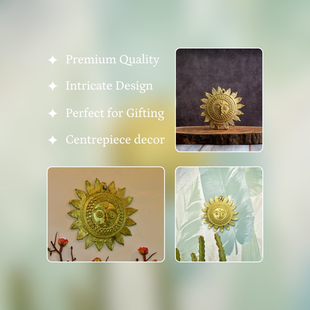 Dhokra Sunplate: Artisan Brass Tabletop Elegance for Home Decor - Dhokra - Sowpeace - Dokra - Wall decor