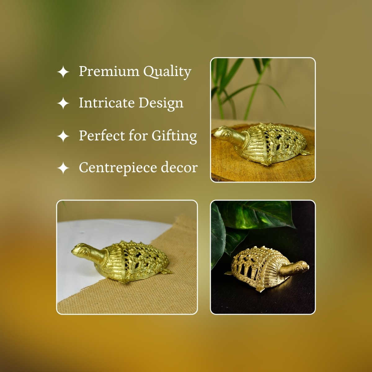 Dhokra Tortoise: Artisan Brass Home Decor - Dhokra - Sowpeace - Animal - Dokra