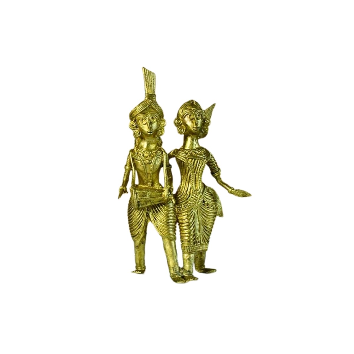 Dhokra Tribal Couple with Dhol Tabletop Decor - Dhokra - Sowpeace - Dhokra tabletop - Dokra
