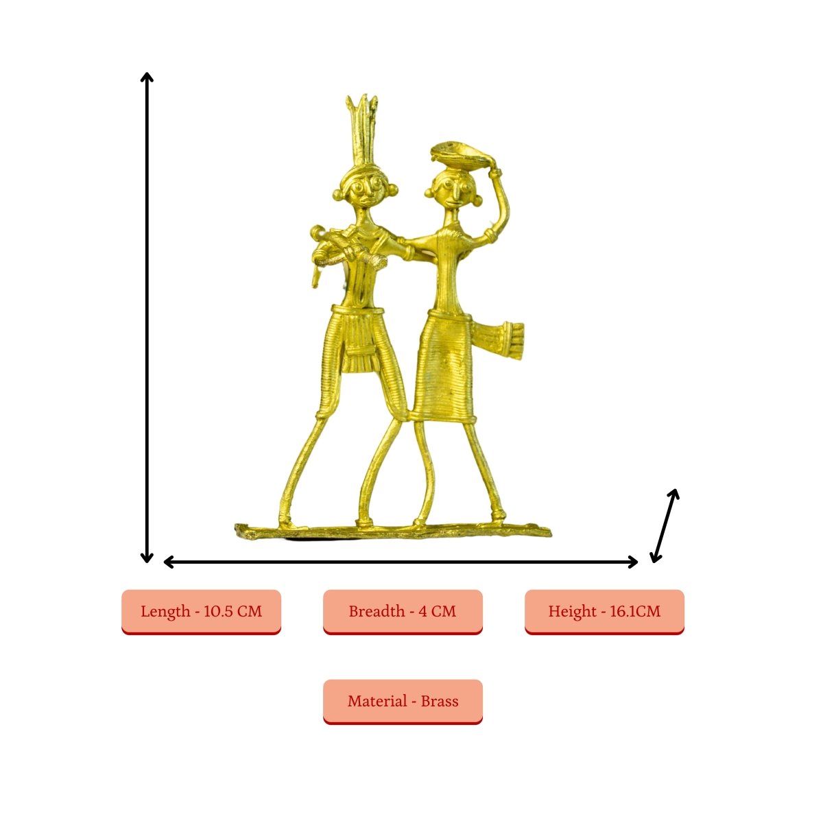 Dokra Couple: Brass Tabletop Artistry Decor - Dhokra - Sowpeace - Dhokra tabletop - Dokra