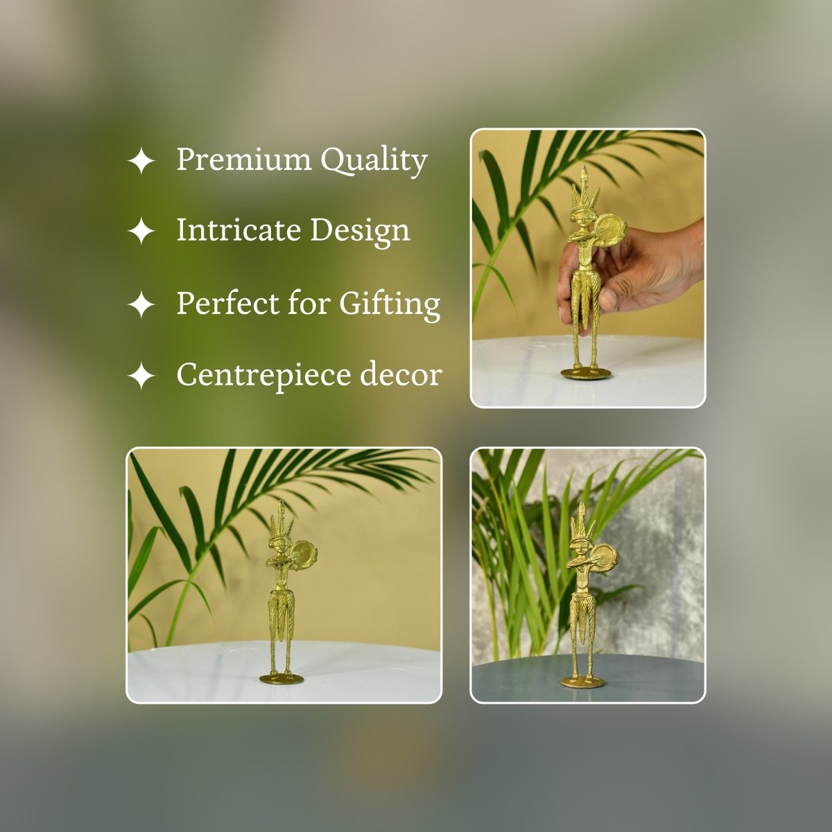 Dokra Drummer: Artisan Brass Tabletop Decor Masterpiece - Dhokra - Sowpeace - Dhokra tabletop - Dokra