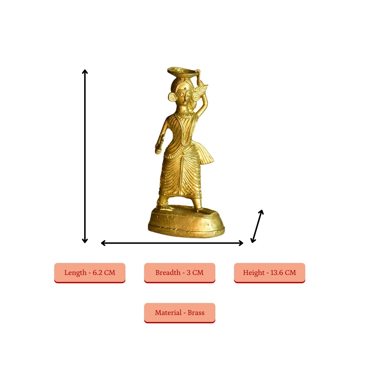 Dokra Farmer Lady: Brass Tabletop Decor Grace - Dhokra - Sowpeace - Dhokra tabletop - Dokra