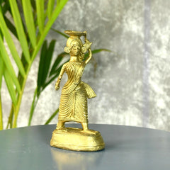 Dokra Farmer Lady: Brass Tabletop Decor Grace - Additional View