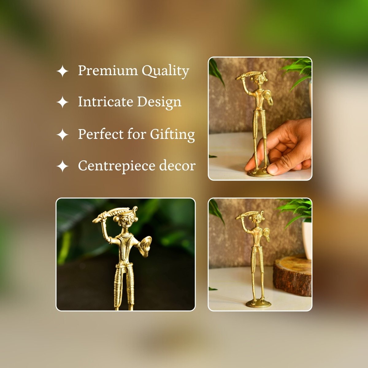 Dokra Farmer Solo T2: Brass Tabletop Elegance - Dhokra - Sowpeace - Dhokra tabletop - Dokra